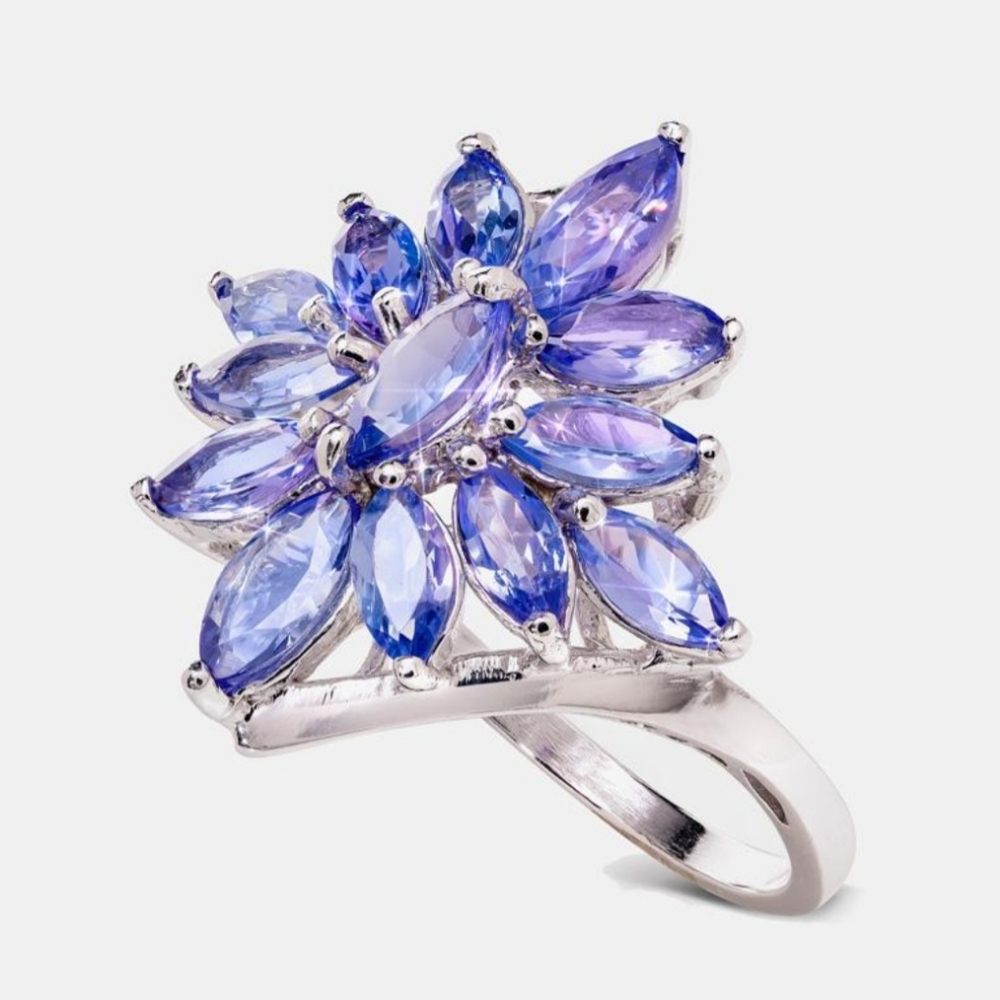 Genuine Stauer Tanzanite Sterling Silver Ring Size 8 - Picture 2 of 6